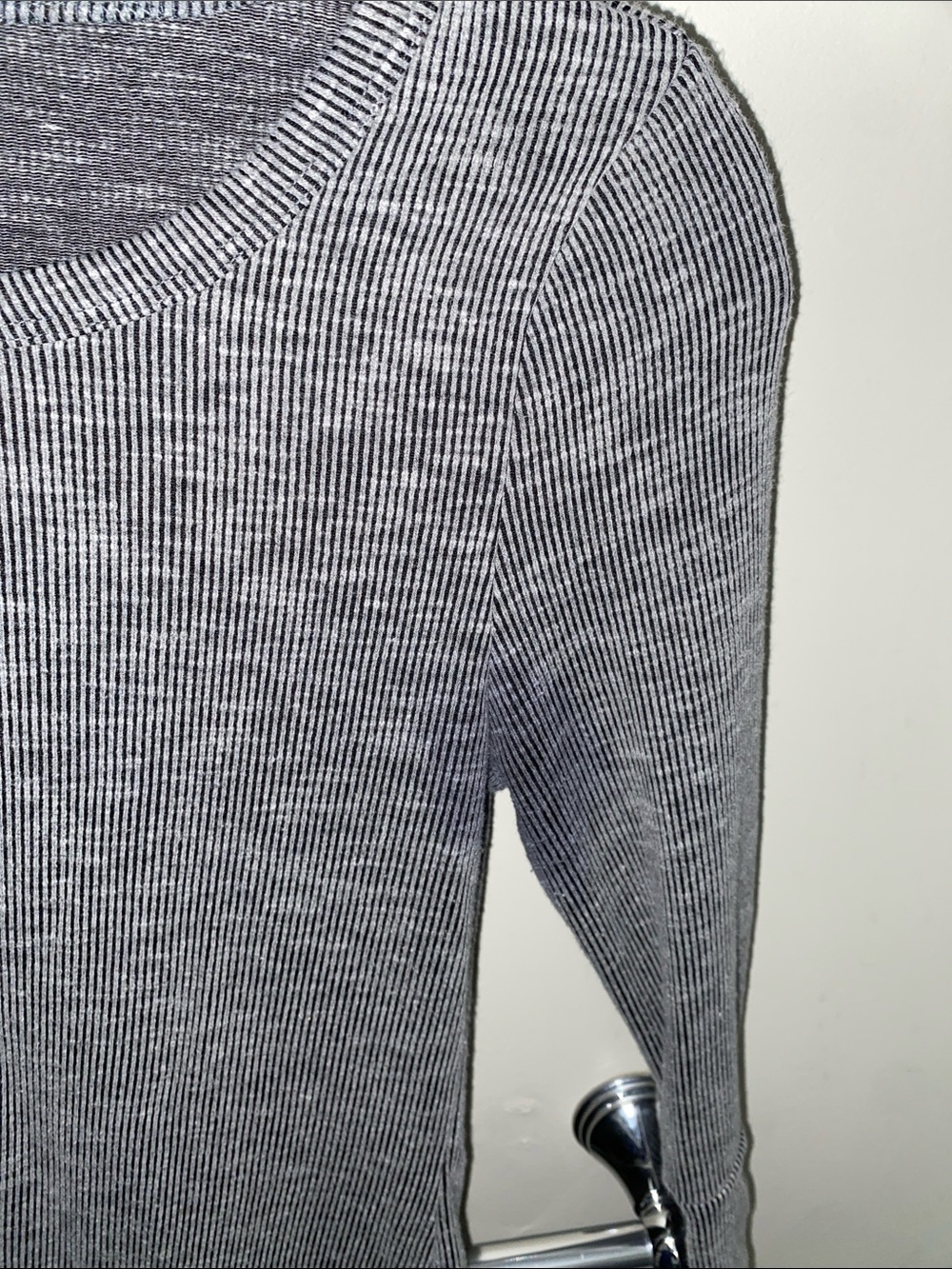 Women’s Grey Ribbed Long-Sleeve Top - Picture 4 of 5